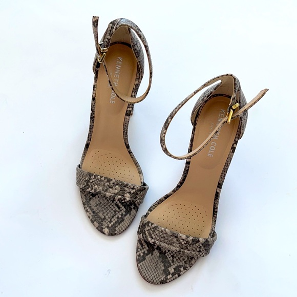 Kenneth Cole Python Ankle Strap Sandal Block Heel - Picture 2 of 9